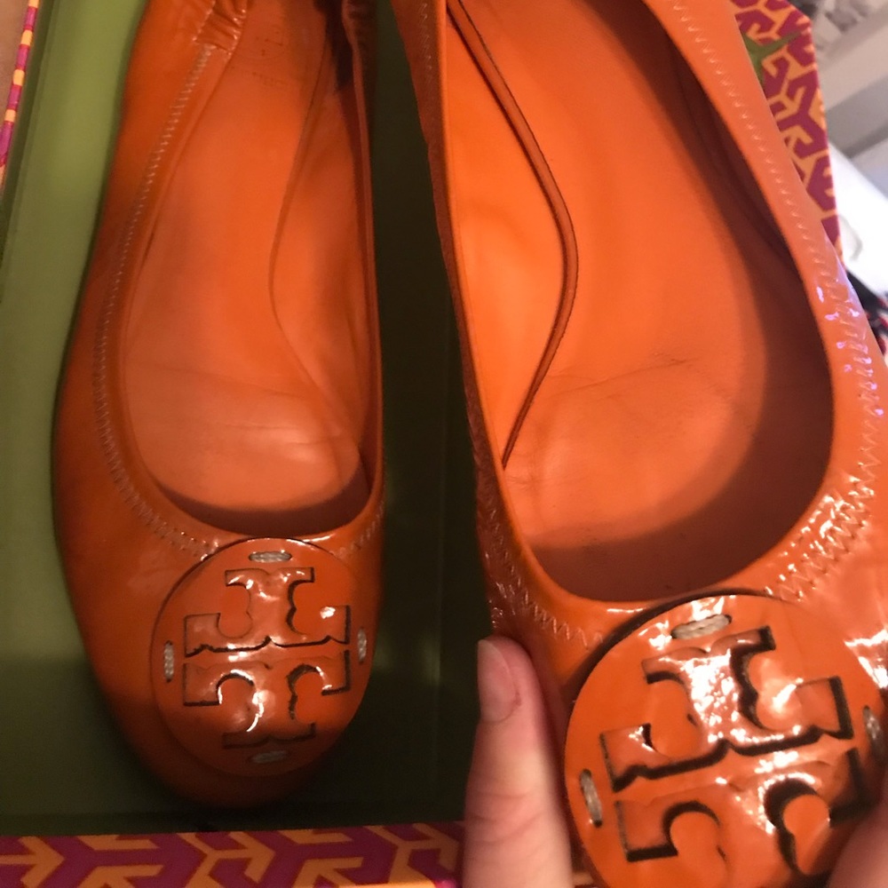 Orange Tory Burch ballet flats with original box